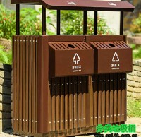 公園景區(qū)古典鋼木分類垃圾桶