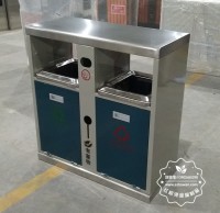 戶外小區(qū)雙分類鋼板垃圾箱