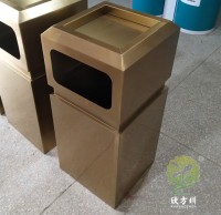 戶外電鍍古銅色方形不銹鋼垃圾桶