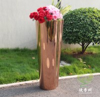 室內(nèi)鏡面玫瑰金不銹鋼花盆組合