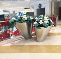 室內(nèi)商場斜口不銹鋼花盆組合