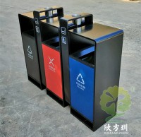 戶外小區街道三色連體不銹鋼分類垃圾桶