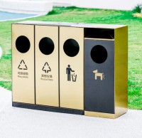 公園的環保先鋒電鍍不銹鋼四分類垃圾桶