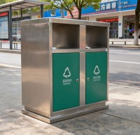 戶外街道兩分類不銹鋼垃圾箱，讓環保與美學并行