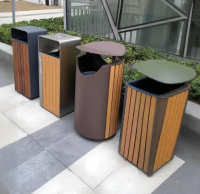 戶外鋼木單筒垃圾桶城市公共空間的實用美學實踐