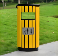 戶外園林圓柱形鋼木垃圾桶打造實(shí)用美觀的環(huán)保衛(wèi)士