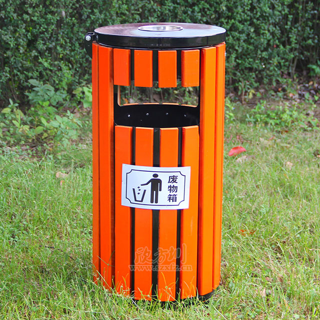 烤漆鋼木垃圾桶